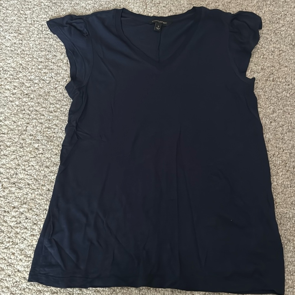 Navy blue flutter sleeved top from Banana Republic Factory; size small